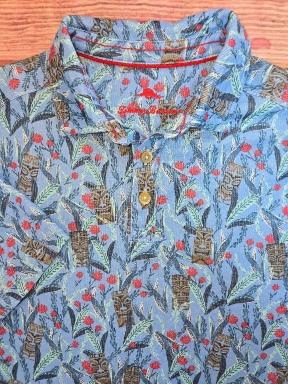 Tommy Bahama Mens Blue Floral Polo Size Small